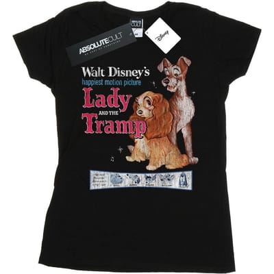 Disney Dames/Dames Lady And The Tramp Distressed Klassiek Poster Katoen T-Shirt (Zwart)