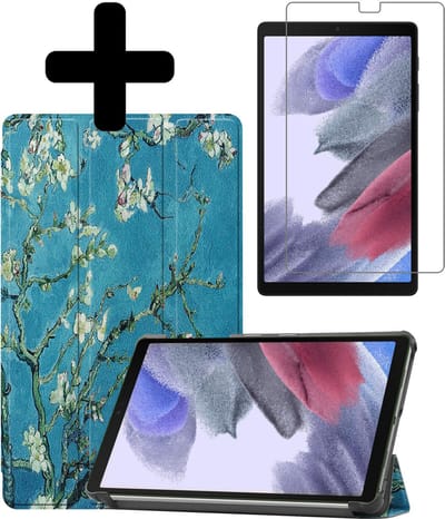 Hoesje - Geschikt voor Samsung Galaxy Tab A7 Lite - Met Screenprotector - Hardcover Book Case - Trifold Bookcase Hoes - Hard Cover - Tablethoes - Bloesem