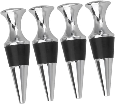 Metalen Wijnstoppers - Fles Sealer - Drank Bewaren - Creatief Vormontwerp - 4 Stuks - Zilver