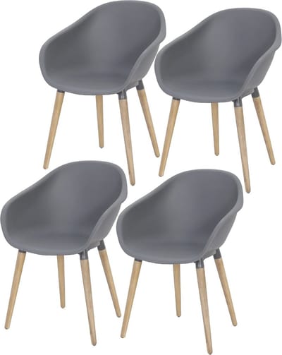 Set van 4 Swan dining kuipstoel grijs kunststof