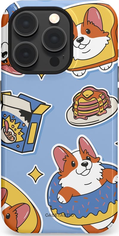 Casetastic Hoesje Geschikt voor Apple iPhone 15 Pro Magsafe - Stijlvolle Beschermende Duo-layer Case - Hondenfeest Ontbijt