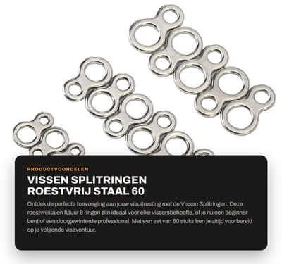 Dailygoods- Splitringen 60 Stuks - Figuur 8 Ringen - Roestvrij Staal - Jigging Ringen - Tackle Accessoires - Extra Sterke Constructie - Vissplitringen