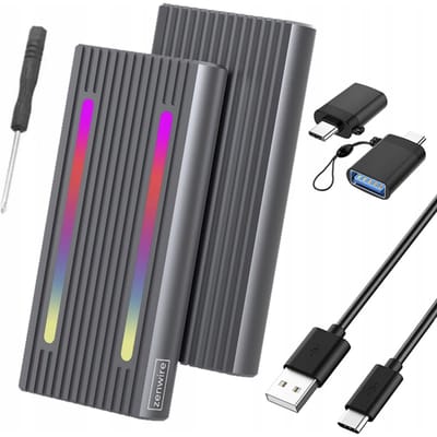 M.2 NVME PCIE SATA NGFF USB-C 3.0 10 Gb/s-adapter met RGB-leds Zenwire 2808SN draagbaar opslagapparaat