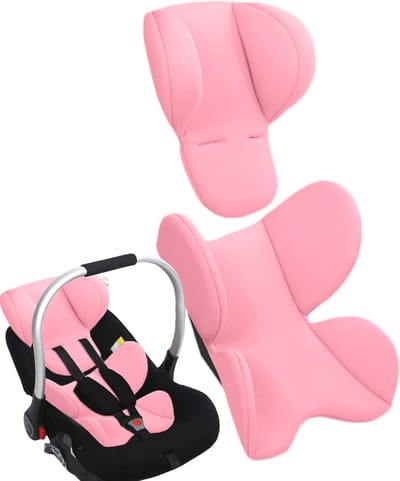Hoofdsteun autostoeltje - Lichaamssteun baby - Comfortabel reizen - 360 graden ondersteuning - 43 x 28 cm - Roze