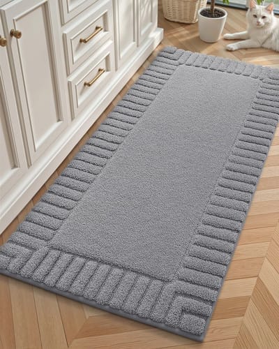 Wasbare Bad Tapijten 60x110cm - Donkergrijze Niet-slip Badmatten voor Badkamer
