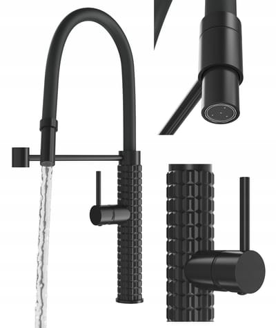 Zwarte Keukenmengkraan met Flexibele Uitloop - Modern Design