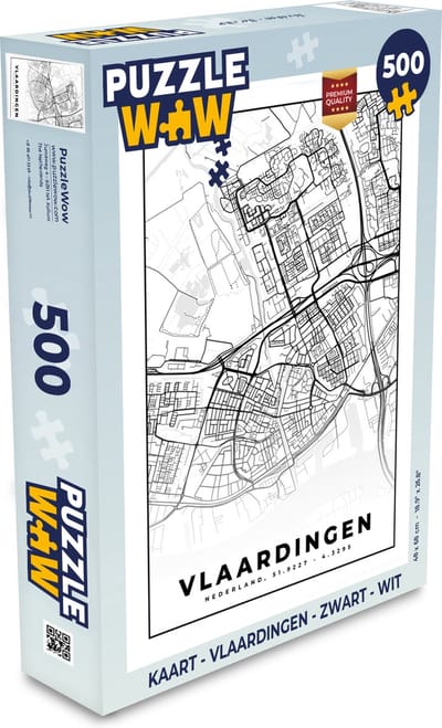 Puzzel Kaart - Vlaardingen - Zwart - Wit - Legpuzzel - Puzzel 500 stukjes