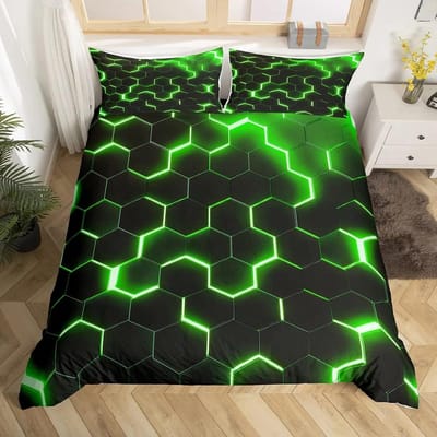 Geometrisch Dekbedovertrek Multicolor Honingraat Zeshoek Beddengoedset Geometrisch Thema Metalen Textuur Gestroomlijnd Polyester Quilt Overtrek 70x133cm 2pcs
