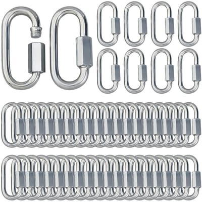 Dailygoods- Karabijnhaak Zware Belasting - Ovale Snelverbinders - 50 Stuks - Roestvrij Staal - Vergrendeling - Camping/Outdoor Uitrusting - Snelkoppeling
