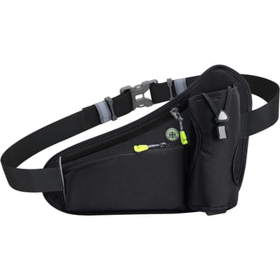Sac de ceinture d'hydratation de sport, sac banane de course avec porte-bouteille d'eau pour hommes et femmes noir