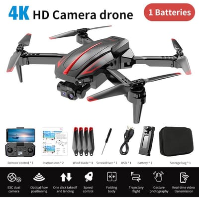 2025 Nieuwe CS-1 Afstandsbediening Drone 6K HD Enkele/Dubbele Camera Optische Flow Positionering WiFi FPV Helikopter RC Quadcopter Selfie RC Drone single camera 1 battery zwart
