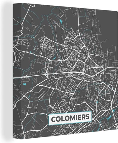 Canvas Schilderij Colomiers - Frankrijk - Stadskaart - Kaart - Plattegrond - 20x20 cm - Wanddecoratie