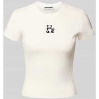 T-shirt met motiefstitching en ronde hals