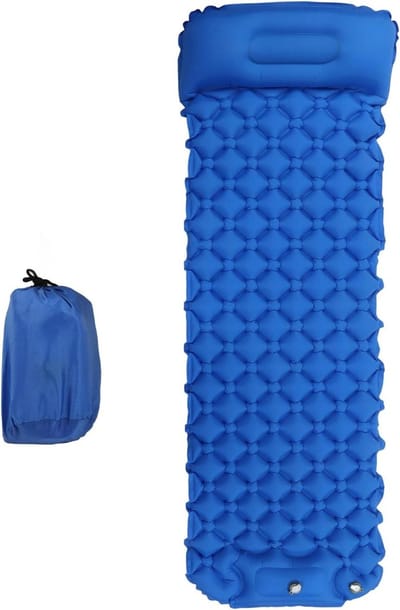 Kampeer Slaapmat - Opblaasbaar Matras - Buiten Slapen - Voetpomp Inclusief - 25 cm - Donkerblauw
