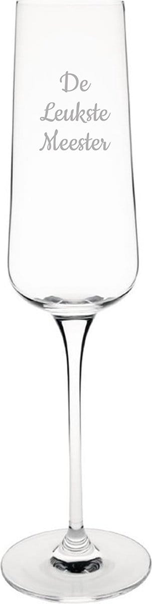 Gegraveerde Champagneglas 27cl De Leukste Meester