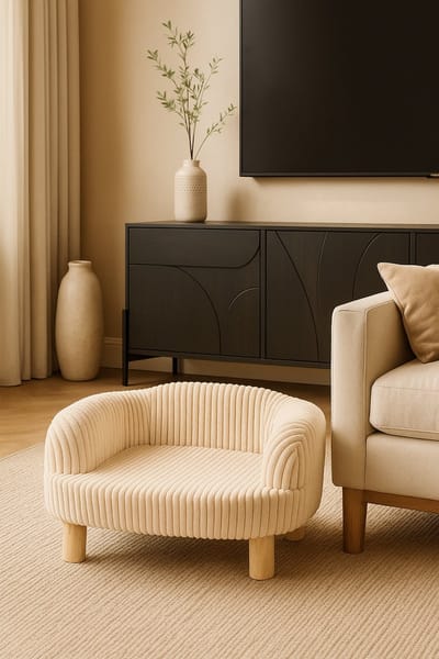 Fameilleur Luxe Huisdierenfauteuil teddy - taupe – Design Dierenstoel voor Kat of Kleine Hond – Zachte Fluwelen Stoffering – Comfortabel Huisdierenbankje 58x46x40 cm – Trendy Hondensofa – Kattenstoel – Dierenmeubel – Huisdier Bed- huisdieren fauteuil