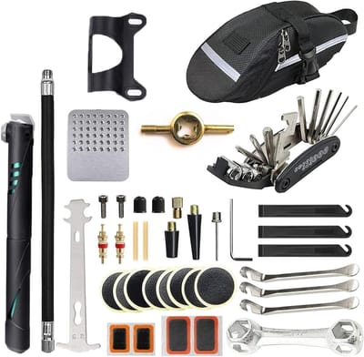 Dailygoods- Fiets Reparatieset 16-in-1 - Fietspomp - Bandenlichters - Fietsgereedschap Koffer - Reparatiepleisters - Mini-fietspomp 120 psi - Fietsreparatieset