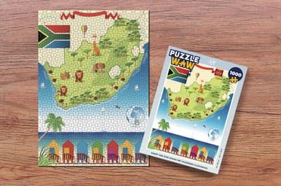 Puzzel Kaart van Zuid-Afrika met kleurrijke illustraties - Legpuzzel - Puzzel 1000 stukjes volwassenen