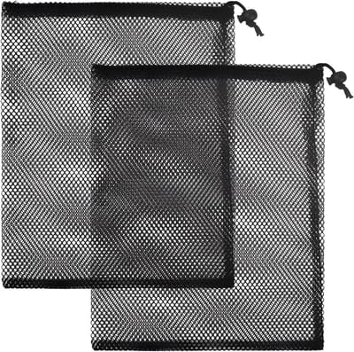 Trekkoordtassen Trekkoordorganizer Opbergzakken Zwarten Nylon Netzakken Voor Zwemmen Strand Zwembad (35x40cm)