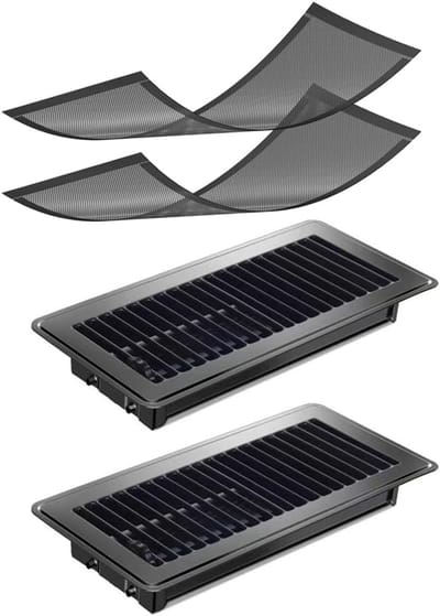 Vloerrooster Ventilatie - Verstelbaar Rooster - Vloer Ventilatie - Magnetische Sluiting - 4x10 Inch - Zwart