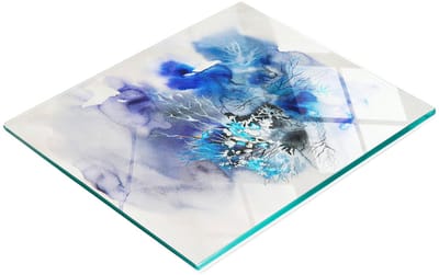 Decoratieve snijplank van gehard glas met abstracte bloemen, 60x52 cm