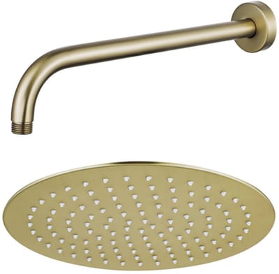 FugaFlow Eccelente Acces Hoofddouche - 25cm - rond - wandarm 35cm - Geborsteld Messing PVD (Goud)