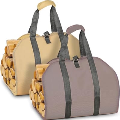 Heavy Duty Houtdrager 2-pack voor Brandhout - Oxford Log Tote met Handvat voor Binnen en Buiten