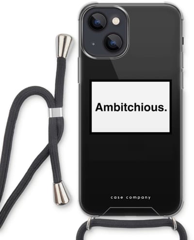 Case Company® - Hoesje met koord geschikt voor iPhone 13 hoesje met Koord - Ambitchious - Telefoonhoesje met Zwart Koord - Bescherming aan alle Kanten en Over de Schermrand