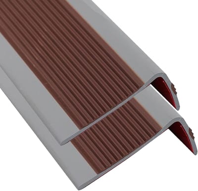 Trapneuzen 2 stuks - Traprandbeschermers Antislip - Veilig Traplopen - Zelfklevend PVC-rubber - 6 x 45 x 10 cm - Bruin