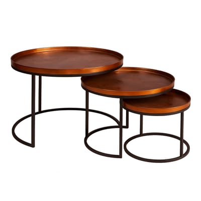StarFurn Salontafel Clive - Rond Koper Metaal - Set van 3