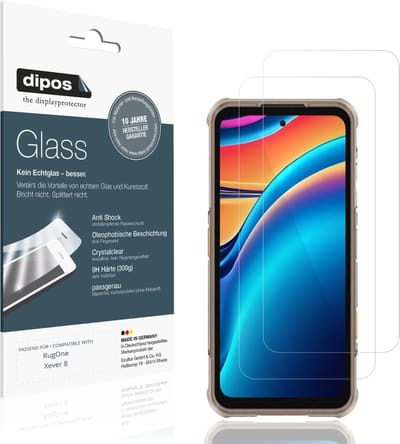 dipos – 2x Pantserfolie geschikt voor RugOne Xever 8 | 9H Screenprotector