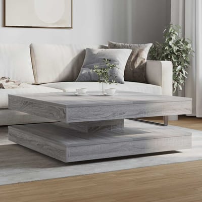vidaXL - Salontafel - 360 - graden - draaibaar - 90x90x34,5cm - grijs - sonoma - eiken