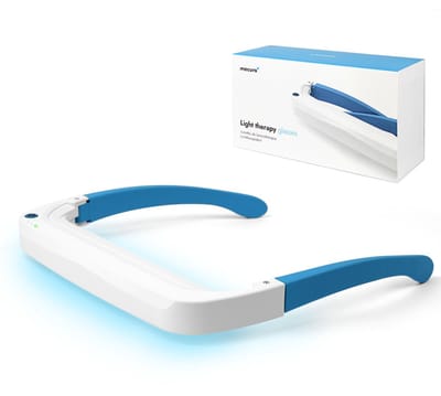 Mecura Lichttherapiebril met Timer - Daglichtlamp 10.000 Lux - Lichttherapie Lamp Bril - Wit & Blauw Licht 480nm - SAD Lamp - Daglichtbril - 100% UV Vrij - CE Gecertificeerd