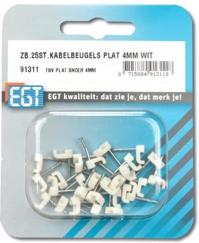 Kabelbeugel plat 4mm wit 25st
