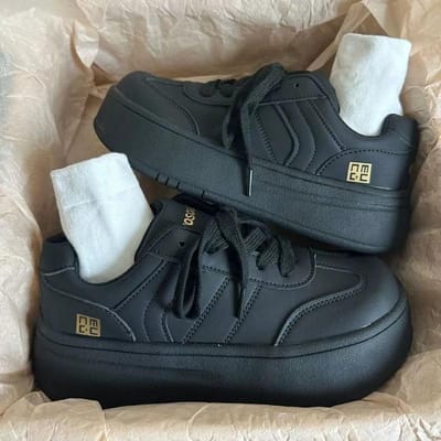 Zwarte Verhogende Platform Schoenen Kinderen Lente Nieuwe Veelzijdige Sport Retro Verdikte Duitse Trainingsbord Schoenen 40 zwart