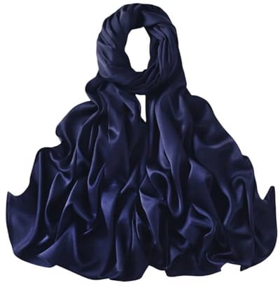 Luxe Satijn Hijab Hoofd Sjaal Wrap voor Moslim Vrouwen - Extra Lange en Glamoureuze Zilver