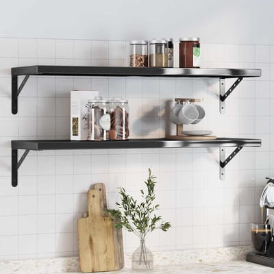 vidaXL - Wandschappen - 2 - st - 100x30 - cm - roestvrijstaal - zwart