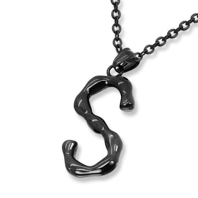 Amanto Ketting Alp Black - 316L Staal - Letter - Alfabet - 40x22mm - 60cm