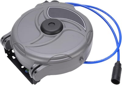 Slanghaspel Tuin - Automatische oproller - Werkplaats organiseren - Automatische terugspoeltechniek - 12 meter - Grijs