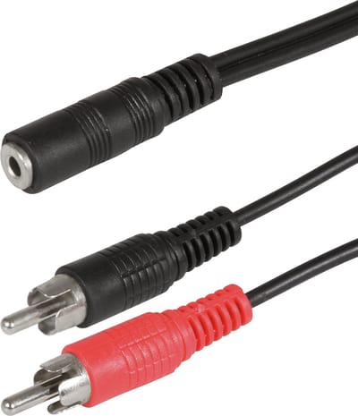 Scanpart audio adapter kabel 20 cm - 2x RCA naar 3.5 mm - Geschikt voor aansluiting smartphone op audio systeem - Converter