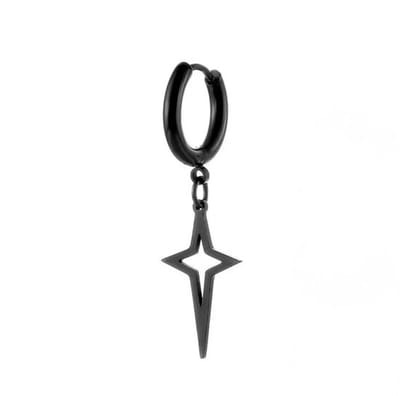 Titanium oorbel met ster hanger - Hypoallergeen - Chirurgisch staal - Zwart - kleine oorring
