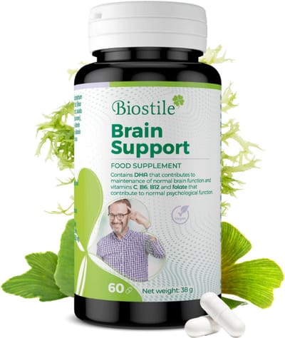Biostile – Brain Support – Ondersteunt de Hersenfunctie - Ginkgo - Omega 3 – 60 Capsules