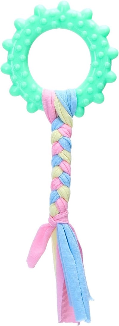 Nobleza Puppy Kauwspeelgoed - Bijtring met Flos - Rubber - Hondenspeelgoed voor Puppy - 22 cm - Groen