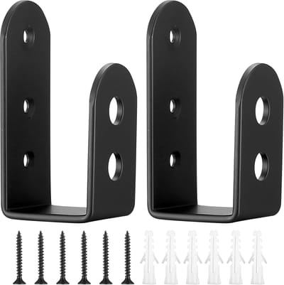 2 stuks Deurvergrendelingen, U-vormige Stalen Beugels, Stalen Veiligheidssloten voor Deuren, Metaalsteunen met Schroeven, Geschikt voor Hout 2 x 4-Zwart