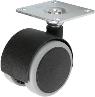 Domino® Zwenkwielen 40 mm - Maximale Belasting 25kg – Vaste plaat 42x42mm - Rubberen Wiele - Reservewielen Meubelroller Meubelwielen Wieltjes Zwaarlastwiele Trolleywielen
