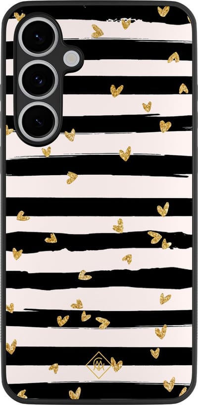 Casimoda® hoesje - Geschikt voor Samsung Galaxy S24 FE - Hart Streepjes - Zwart TPU Backcover - Gestreept - Groen