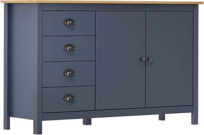 vidaXL - Dressoir - Hill - 130x40x80 - cm - massief - grenenhout - grijs