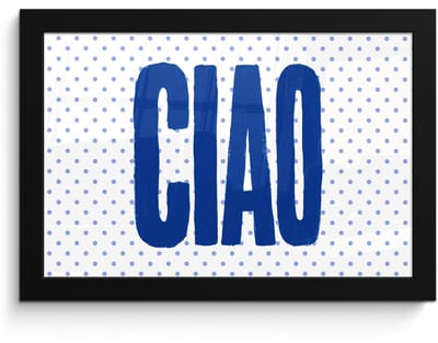 Poster in lijst - Fotolijst 30x20 cm - Posters - Ciao - Stippen - Roze - Wit - Posterlijst zwart - Decoratie - Wanddecoratie woonkamer - Muurdecoratie slaapkamer