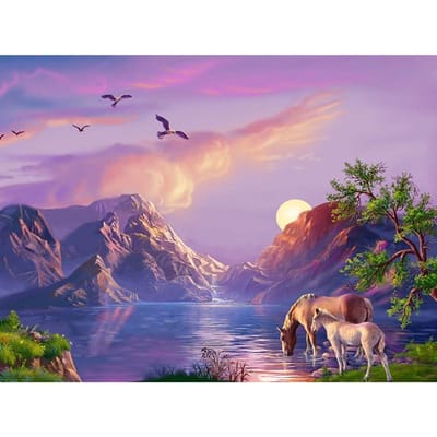 Diamant broderie paysage strass photos diamant peinture montagne diamant mosaïque point de croix 20X30CM pink