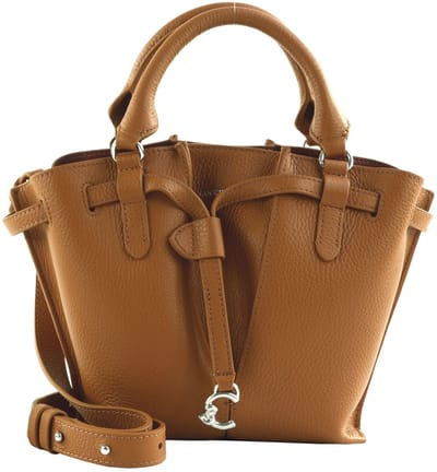 COCCINELLE Leren Handtas Schoudertas Flores Handbag Grained Leather Cuir Lichtbruin